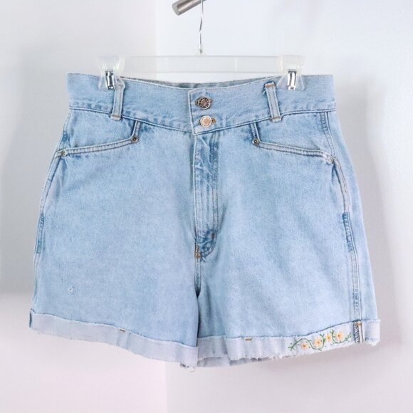 Vintage 90's Faded Glory Women's M/12 Distressed Ultra High Waist Denim Shorts - Picture 1 of 11
